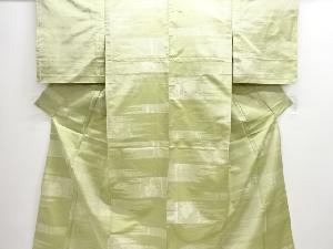 霞に樹木模様織り出し手織り紬単衣着物